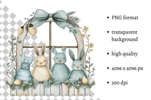Download Cute Watercolor Blue Easter Bunnies PNG - Blue Collection