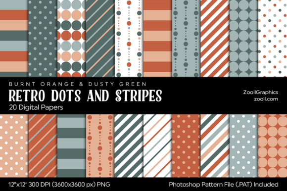 Download Retro Dots and Stripes Digital Papers - Digital papers Collection