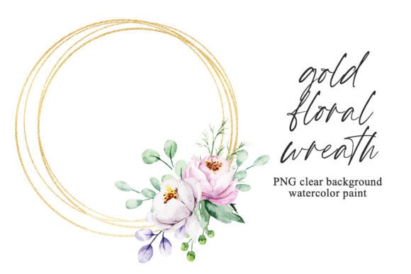 Download Gold Frame, Floral Wreath with Flowers. - Flora Collection