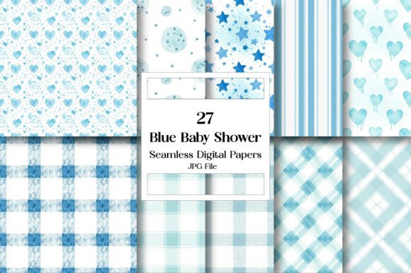 Download Blue Baby Shower Digital Paper Bundle - Blue Collection