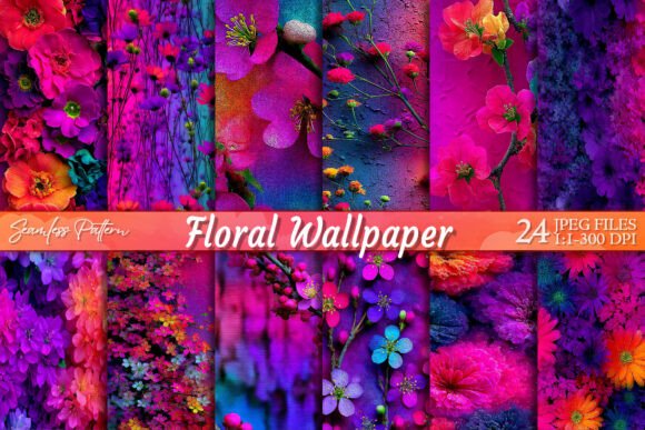 Download Neon Floral Wallpaper Seamless Pattern - Flora Collection