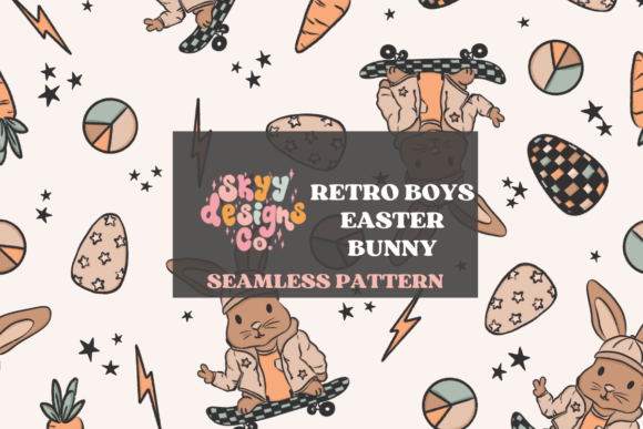 Download Retro Boys Easter Seamless Pattern - Easter seamless pattern Collection