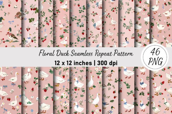Download Floral Duck Seamless Repeat Pattern - Flora Collection