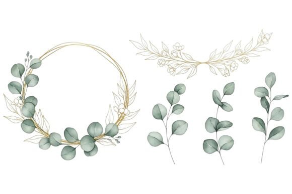 Download Gold Eucalyptus Wreath Floral Set - Flora Collection