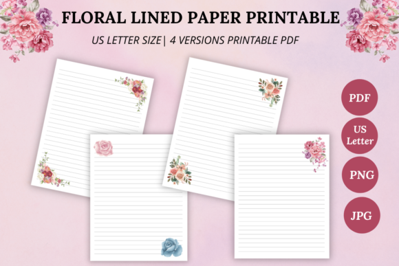 Download Floral Lined Paper Printable - Flora Collection