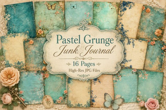 Download Vintage Teal Floral Paper Pack - Flora Collection