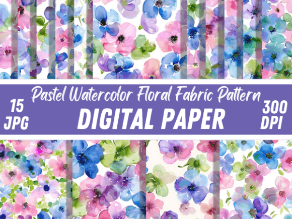 Download Pastel Watercolor Floral Fabric Pattern - Flora Collection
