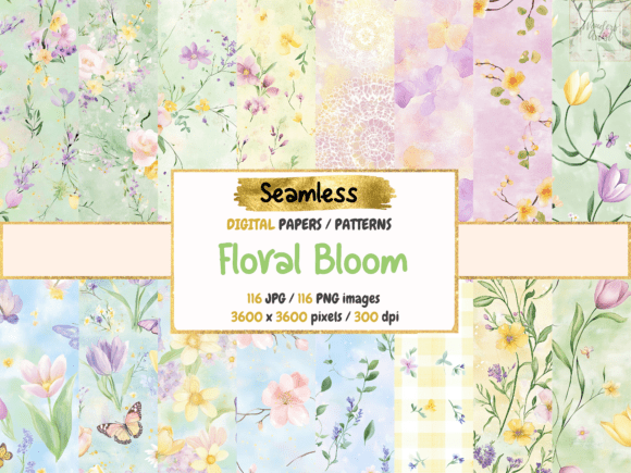 Download Floral Bloom Seamless Digital Papers - Digital papers Collection