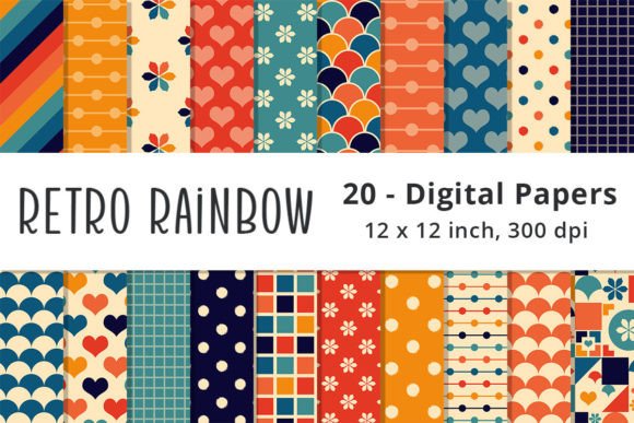 Download Retro Rainbow Color Scrapbooking Papers - Scrapbook Collection
