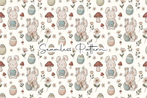 Download Vintage Bunny Easter Seamless Pattern - Easter seamless pattern Collection