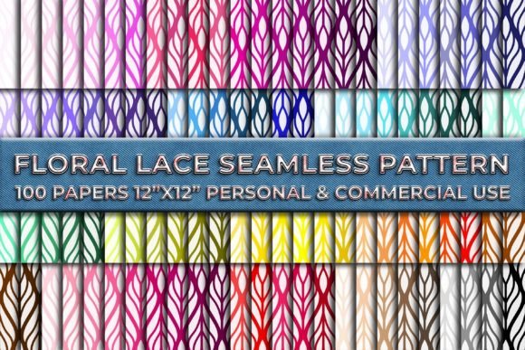 Download Floral Lace 100 Colorful Digital Paper - Flora Collection