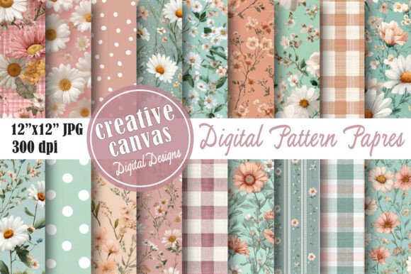 Download Coquette Daisy Floral Digital Paper - Flora Collection