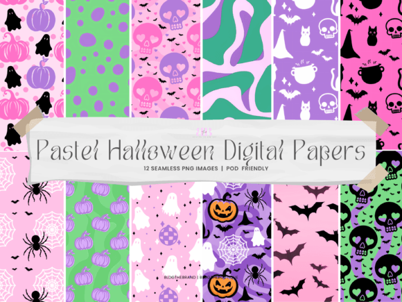 Download Pastel Halloween Seamless Digital Papers - Digital papers Collection