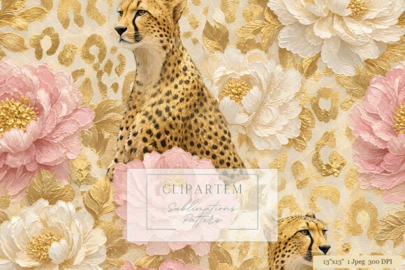 Download Gold Cheetah Floral Sublimation Pattern - Flora Collection
