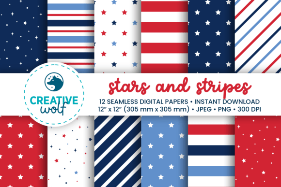 Download Stars &amp; Stripes Patterns in Red and Blue - Blue Collection