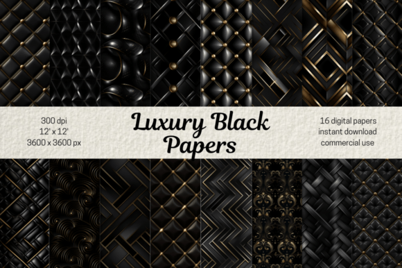Download Luxury Black Digital Scrapbooking Papers - Scrapbook Collection
