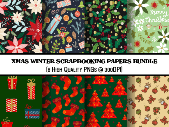 Download Xmas Winter Scrapbooking Papers Bundle - Scrapbook Collection