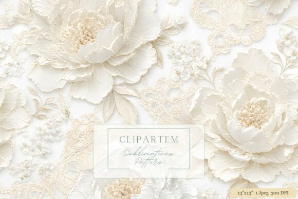 Download White Peony Lace Floral Pattern - Flora Collection