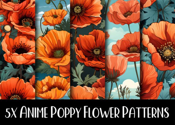 Download Anime Poppy Flower Patterns Collection - Premium Resources
