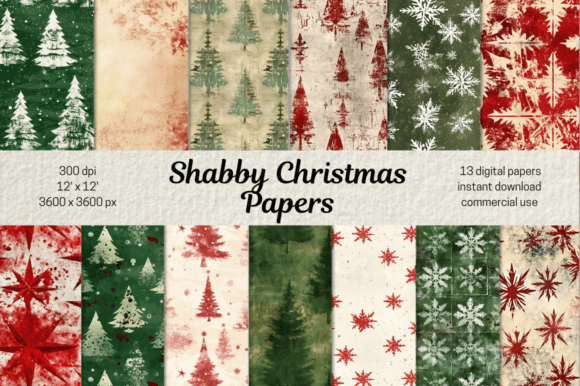 Download Retro Christmas Scrapbooking Papers Set - Scrapbook Collection