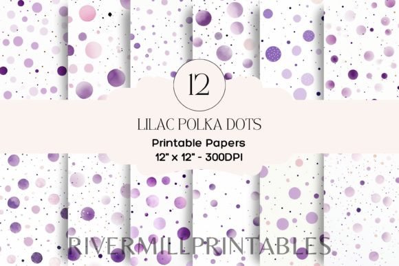 Download 12 Lilac Polka Dots Digital Papers - Digital papers Collection